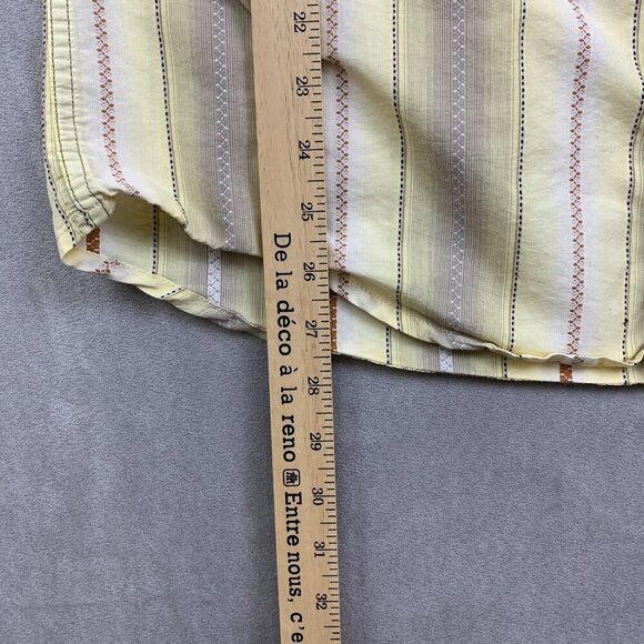 Prana Mens Shirt Large Yellow Vertical Striped Pearl Snap Button Up Southwestern - Picture 8 of 10